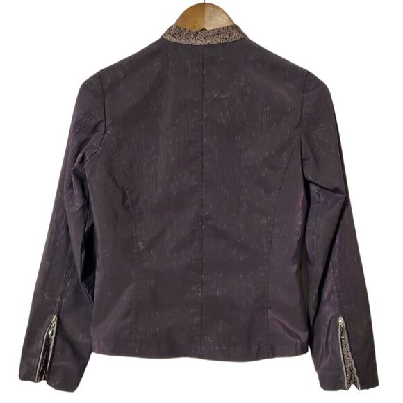 Silk Box Asian Petal Jacket Size 2 Full Zip Silk Blend Brown Form Fit Womens - Picture 5 of 12